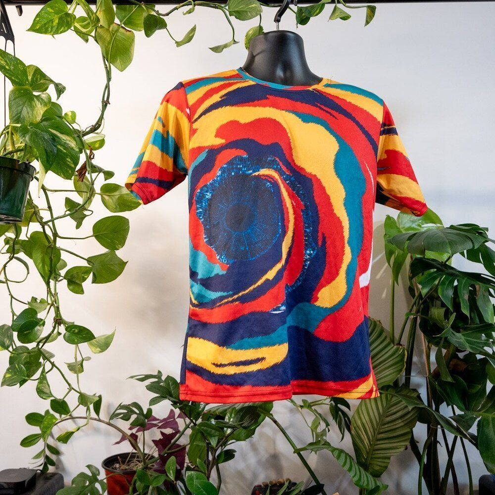 Unbranded Funky Multicolor Swirl Workout T-Shirt, Size M